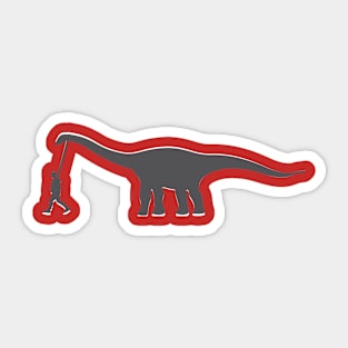 walking a dinosaur pet like a dog walking Sticker